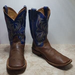 Tony Lama Brown and Blue Cowboy Boots